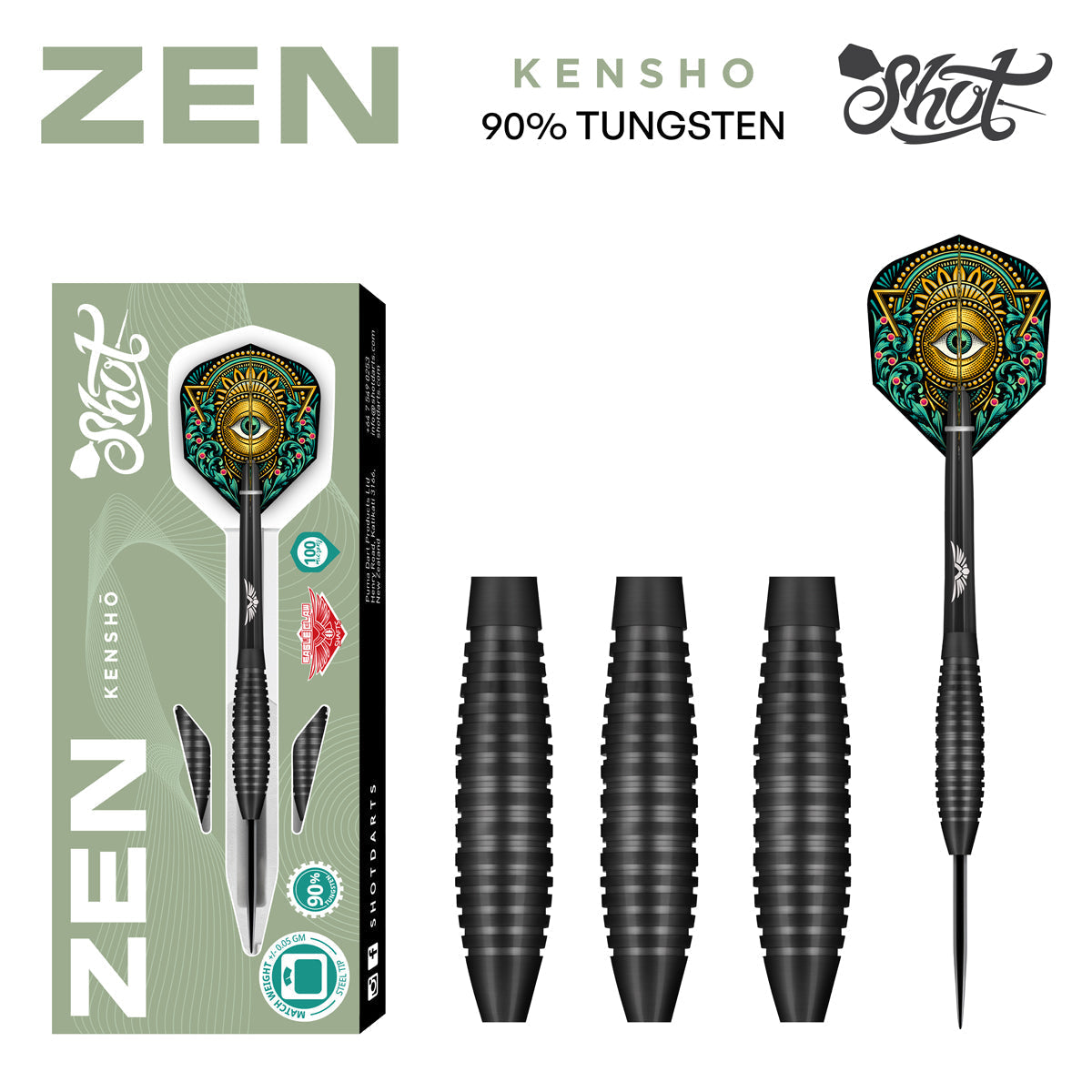 Shot Darts - Zen Kensho - 90% Tungsten - 28g – 9Dartfinish