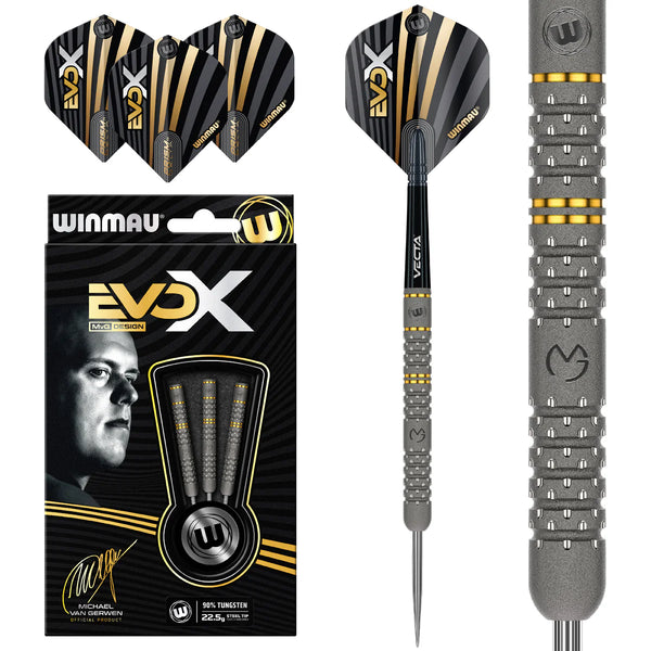 Winmau MVG Evo X 90% Tungsten Steel Tip Darts 22.5g