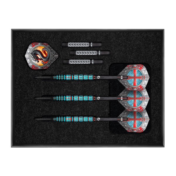 Shot Future Knights St George Steel Tip Dart Set-95% Tungsten Barrels-23gm