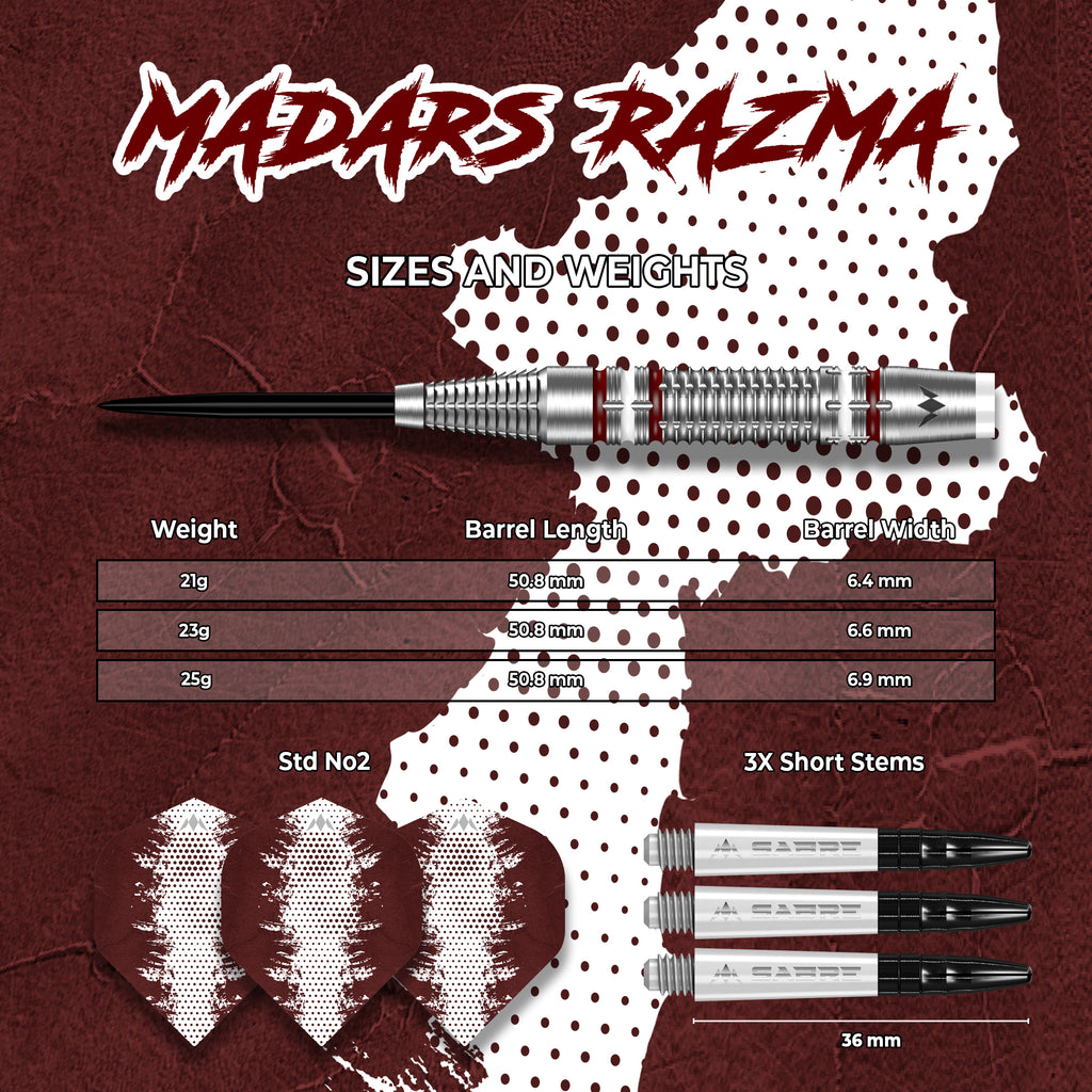 Mission Madars Razma Darts - 95% Tungsten - 21g, 23g & 25g – 9Dartfinish