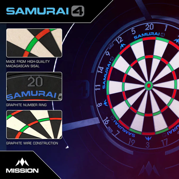 Mission Samurai 4 Professional Dartboard - Graphite Grey Spider