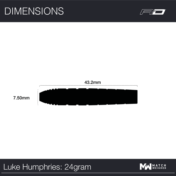 Luke Humphries TX1 Darts - 90% Tungsten Steel Tip Darts - 24g