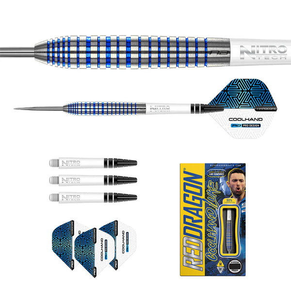 Luke Humphries TX3 Cool Blue Darts - 90% Tungsten Steel Tip Darts - 24g
