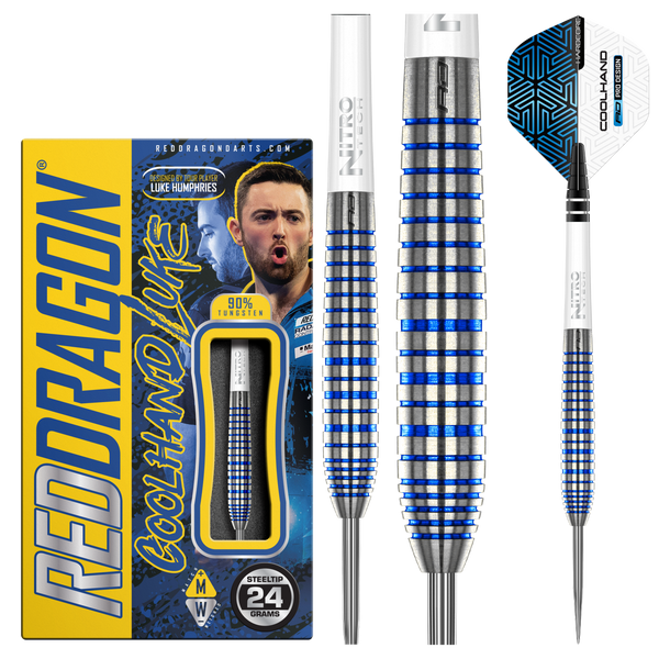 Luke Humphries TX3 Cool Blue Darts - 90% Tungsten Steel Tip Darts - 24g