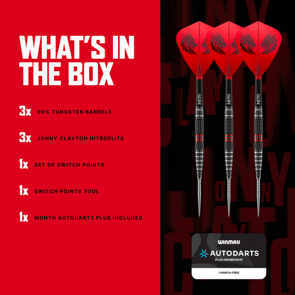 Jonny Clayton RD-Pro 90% Switch Point Steeltip Darts 23g