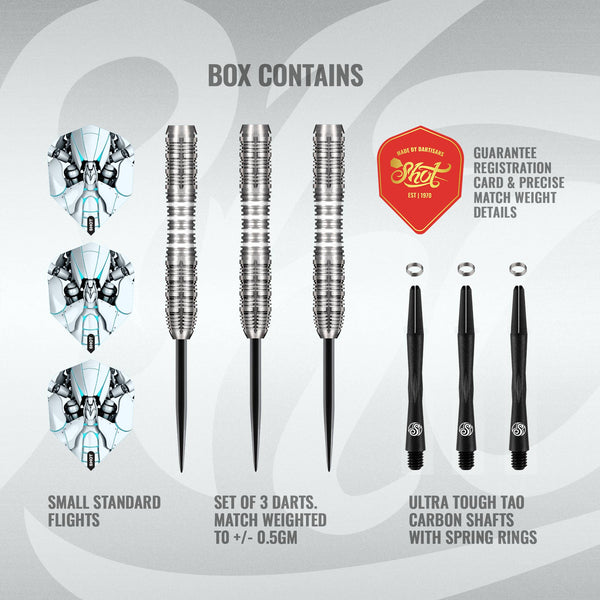 Shot AI Scorpula Steel Tip Dart Set-90% Tungsten Barrels-24gm