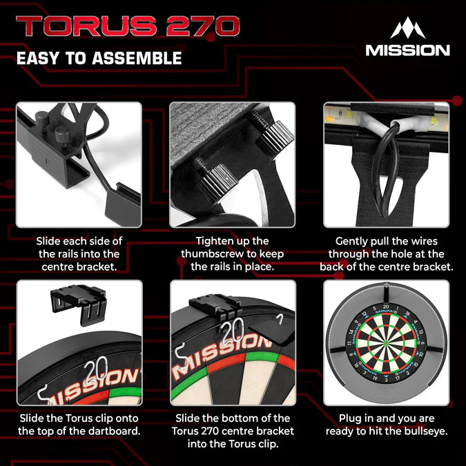 Mission Torus 270 - LED Dartboard Lighting System - USB-C Version Blac ...