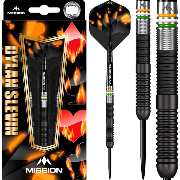 Mission Dylan Slevin Darts - Black Titanium 90% Tungsten - Steel Tip - 23g