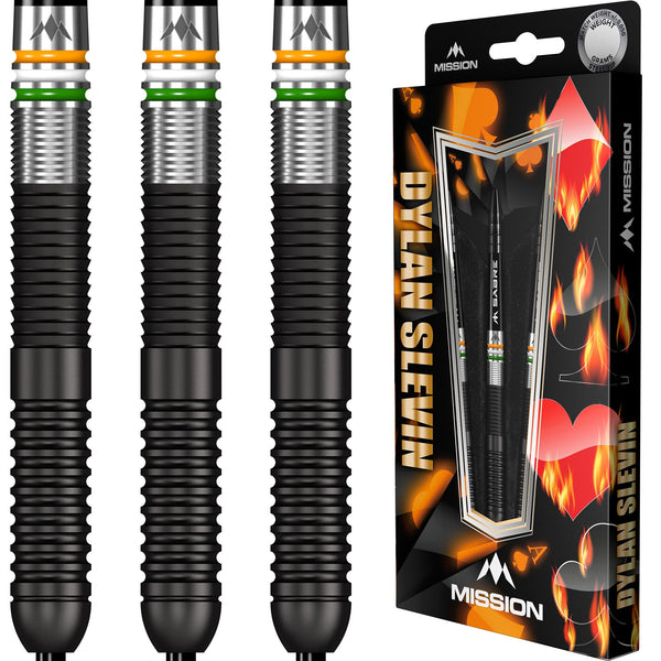 Mission Dylan Slevin Darts - Black Titanium 90% Tungsten - Steel Tip - 23g