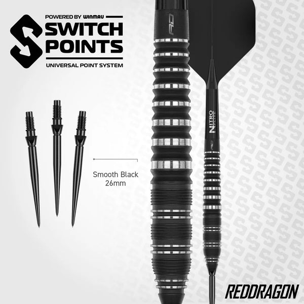 Red Dragon Sable Torpedo - Switch Point - 90% Tungsten Steel Tip Darts