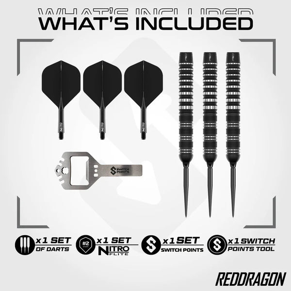 Red Dragon Sable Parallel - Switch Point - 90% Tungsten Steel Tip Darts