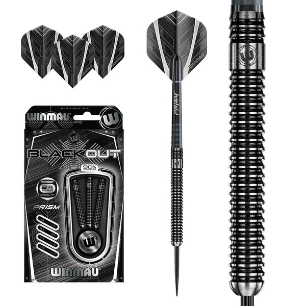 Winmau Blackout 90% Tungsten Steel Tip Darts 24g