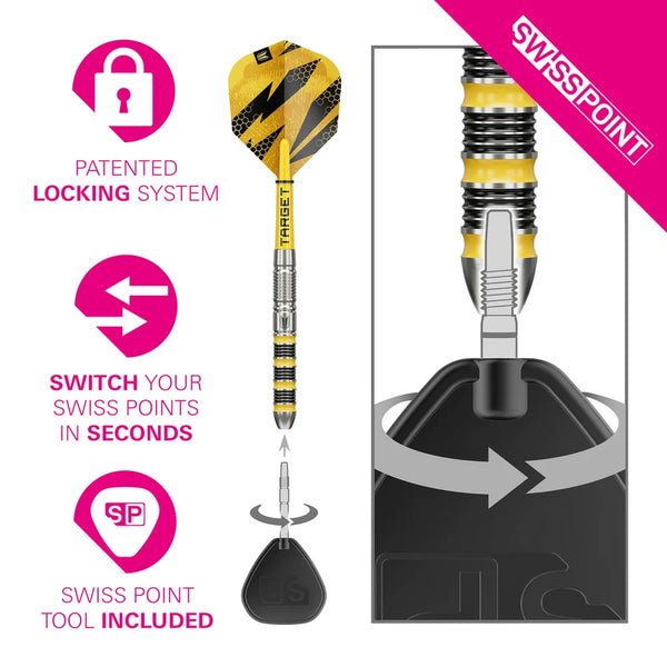 Target Buzz 01 Swiss Point 90% Tungsten Steel Tip Darts 23g