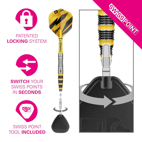 Target Buzz 03 Swiss Point 90% Tungsten Steel Tip Darts 23g