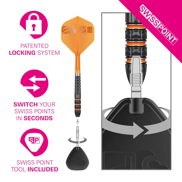Target Barney Raymond van Barneveld RvB 95K Swiss Point Tungsten Steel Tip Darts 23g