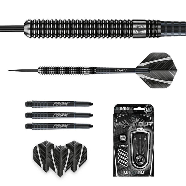 Winmau Blackout 90% Tungsten Steel Tip Darts 24g