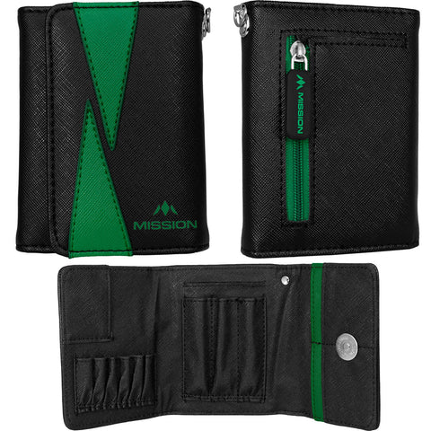 Mission Flint Darts Wallet - Stylish Compact Design - Black/Green